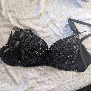 Elegant Black Embellished Bra